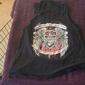 Black 'Beautiful Disaster' Graphic Tank Top